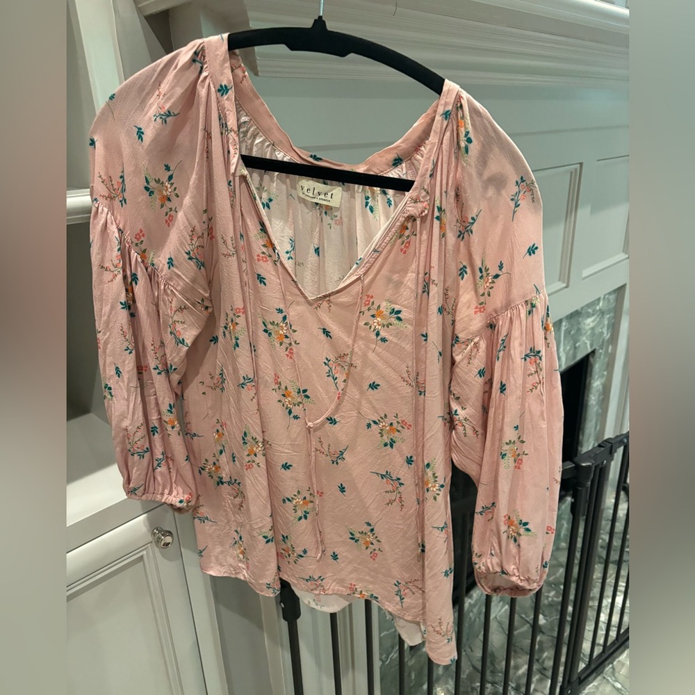 Velvet Sanderine Floral Print Peasant Top - Picture 7 of 9